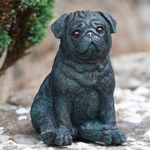 Sitting pug resin puppy dog - resin,