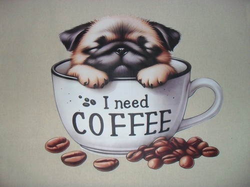 Pug puppy coffee dog cotton - pug,