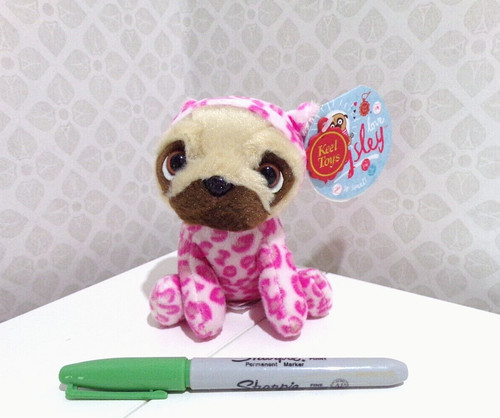 Bnwt pink pug dog pugsley - pugsley, clip
