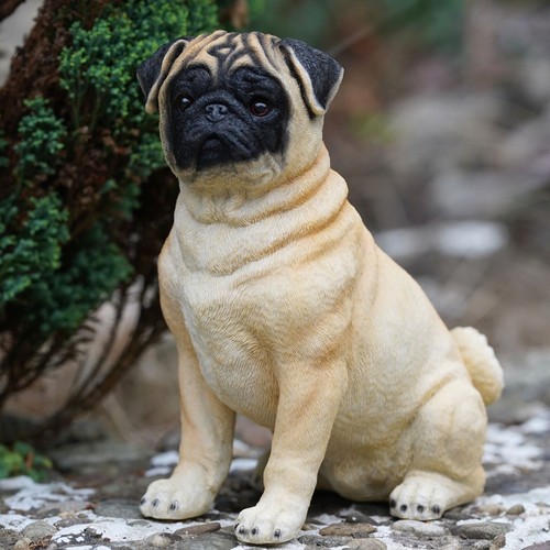 Blonde pug resin - resin, dog