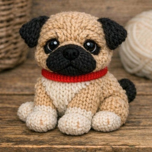 Adorable pug puppy knitting - adorable,