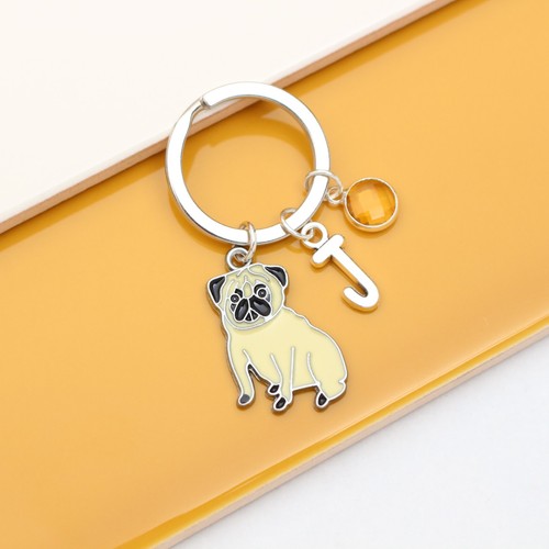 Personalised pug keyring - keyring,
