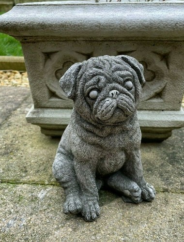 Sitting pug stone - sitting,