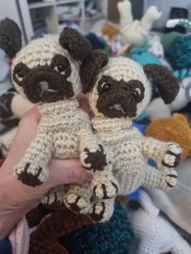 Hand knitted pug - knitted,