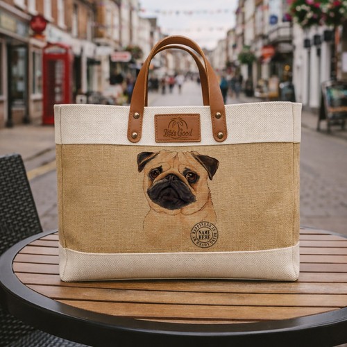 Pug tote bag large dog - pug,