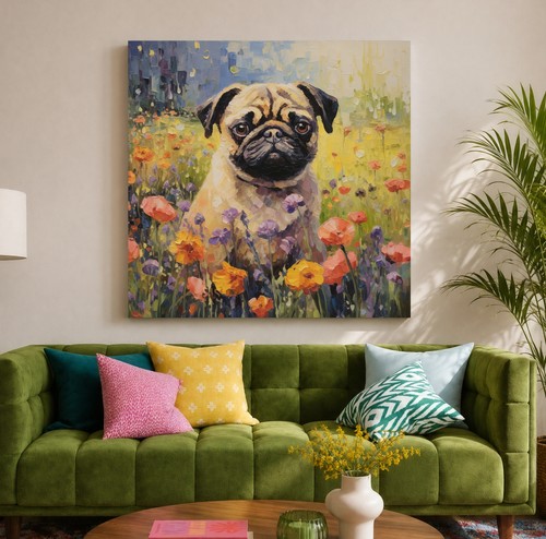 Pug puppy canvas print - pug,