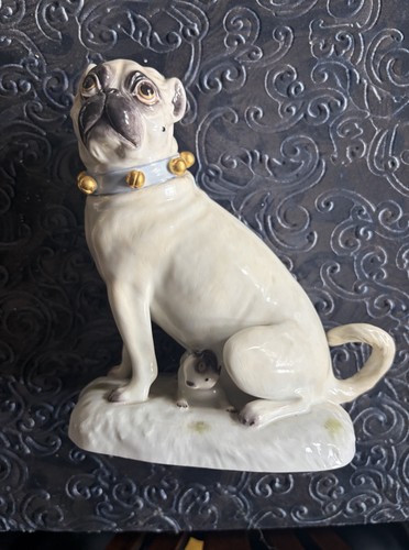 Meissen ceramic pug - meissen,
